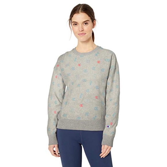 NWT Champion Gray Heritage Tee All Over Logo - Picture 2 of 8